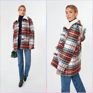 THE GREAT.  Woodsy Plaid Cabinmate Toggle Jacket